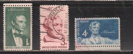 США-1959, (Мих.744-746), гаш., Линкольн (полная серия)-(2)