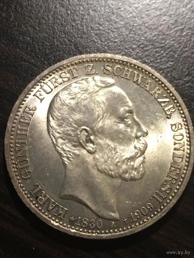 Германская Империя. Шварцбург-Зондерсгаузен. Смерть Карла Гюнтера. 3 марки 1909г.