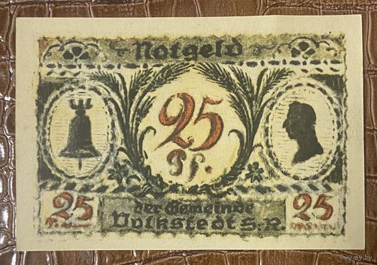 Нодгельд 25 пфеннигов 1921 год. Фолькштедт. Веймарская республика