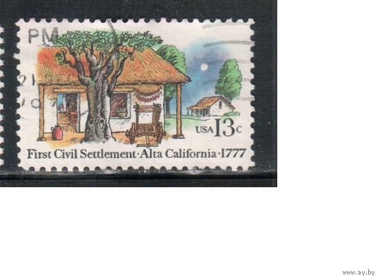 США-1977, (Мих.1311) , гаш.  , Дом в Калифорнии(одиночка),