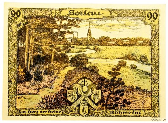 РАСПРОДАЖА!!! - ГЕРМАНИЯ ЗОЛЬТАУ (Нижняя САКСОНИЯ) 90 пфеннигов 1921 год - BU!