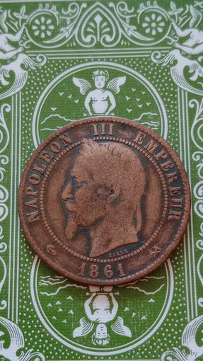 Франция 10 сантимов 1861 К