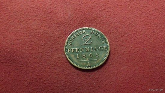 2 пфеннига 1865г. пруссия