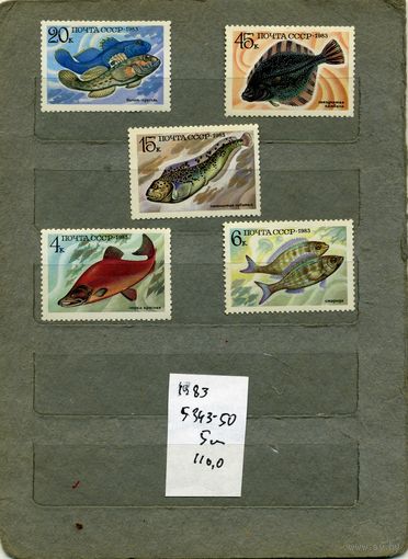 СССР, 1983, ПРОМЫСЛОВЫЕ РЫБЫ,   серия 5м ,  (справочно на "СКАНЕ" приведен цены и номера по Загорскому)