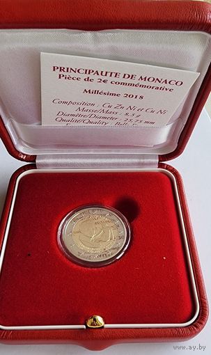 2 евро 2018 Монако 250 лет со дня рождения Франсуа Жозефа Бозио, сертификат, proof