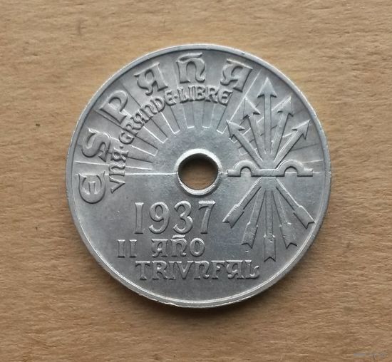 Испания, 25 сентимо 1937 г., гражданская война, франкистский выпуск