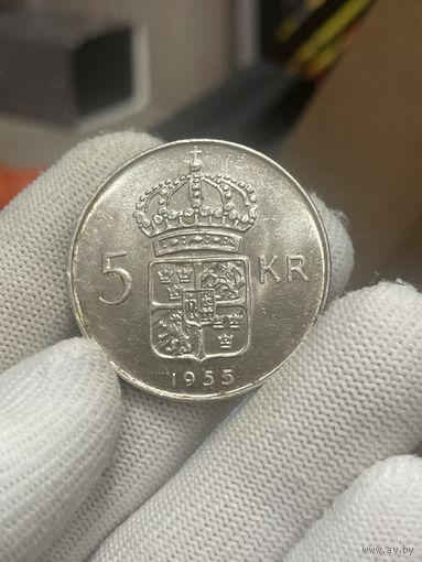 5 крон 1955 крупное серебро с ярким блеском, много лотов, видео по запросу