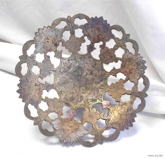 Ваза Конфетница 21 см Латунь Эмаль Индия