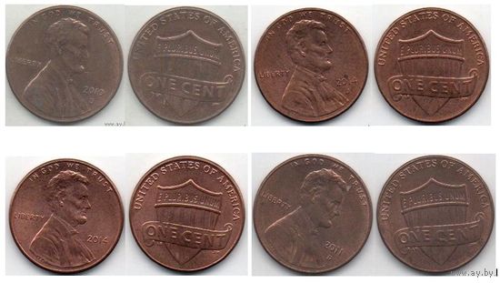 СОЕДИНЁННЫЕ ШТАТЫ АМЕРИКИ 1 ЦЕНТ. ЩИТ. ПОГОДОВКА. Цена за одну монету.