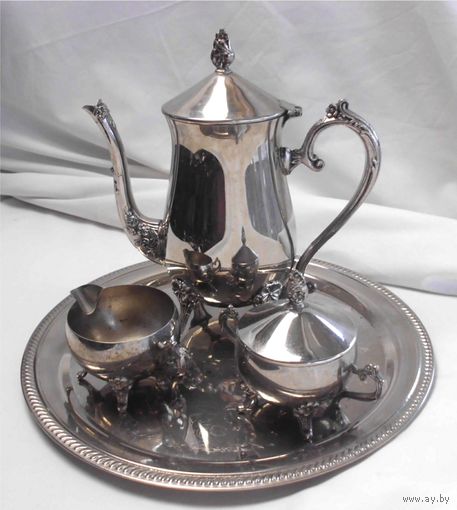 Сервиз кофейный на подносе Серебрение