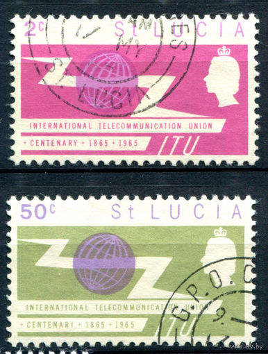 Британские колонии - Сент-Люсия - 1965 - 100 лет Международному союзу электросвязи - 2 марки - полная серия, гашёные [Mi 186-187]. #2-Bc-56-A-2