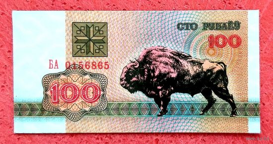 Магнит 100 рублей Беларусь 1992 год * размеры 5 на 10 см * Новый
