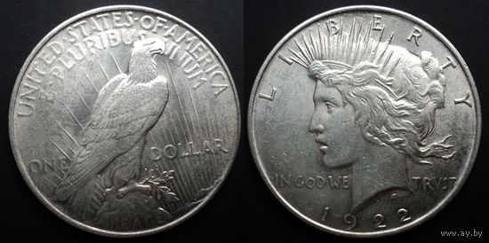 США 1 доллар 1922 "Peace Dollar", серебро