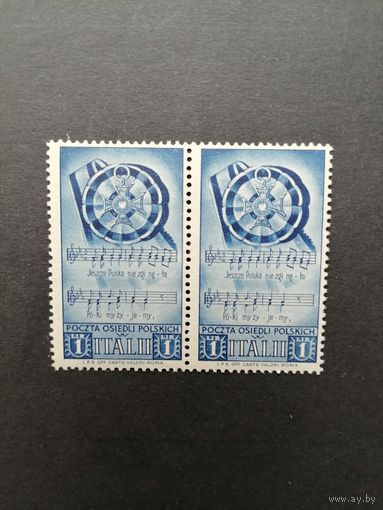 Польша 1946 Сцепка из двух марок из серии "Польский экспедиционный корпус в Италии. Армия генерала Владислава Андерса" (чистая**)