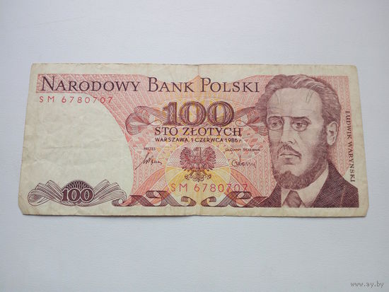 Банкнота 100 злотых 1986г. Польша