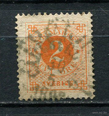 Швеция - 1886/1891 - Цифры 2 О - (есть тонкое место) - [Mi.29] - 1 марка. Гашеная.  (Лот 62DL)