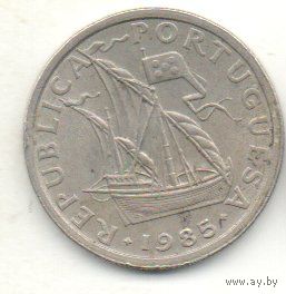 ПОРТУГАЛЬСКАЯ РЕСПУБЛИКА 2.5 ЭСКУДО 1985. КОРАБЛЬ. ПАРУСНИК.