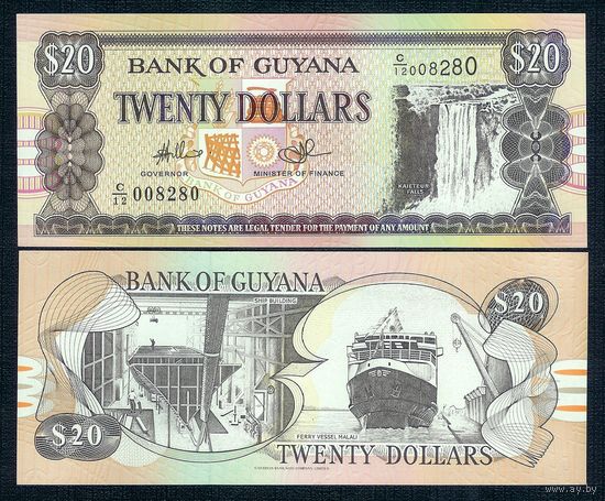 Гайана 20 долларов 2010 год, UNC