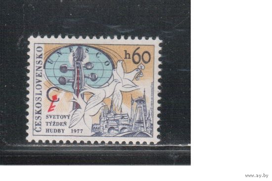 Чехословакия-1977,(Мих.2401)  **  , Музыка (одиночка)
