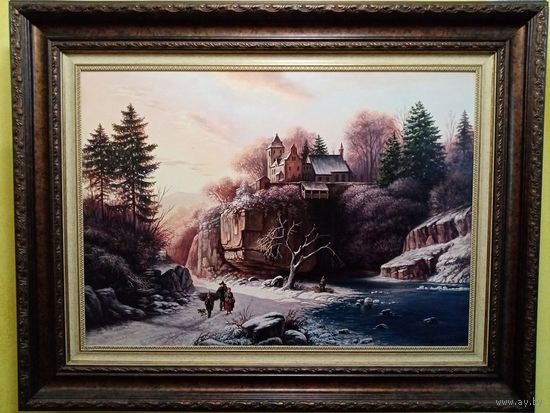 Плотников Сергей "Зимняя деревня", х.м. 50х70см