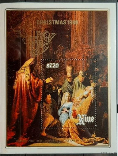 Ниуэ. Рождество 1989. Живопись Рембрандта ** Блок
