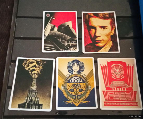 5 Наклеек ретро винтажные плакаты водостойкие многоразовые ПВХ