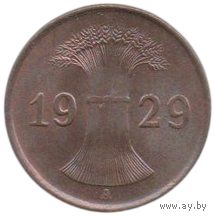 Германское Государство (Веймарская Республика, Германия.)  1 рейхспфенниг 1929 А (Берлин, Свободное Государство Пруссия). UNC