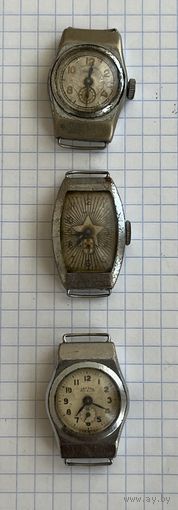 Лот часов Звезда. Верхние рабочие. Средние идут но, при заводе вращаются часовая и минутная стрелки. Нижние не рабочие, маятник вроде живой.