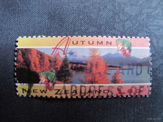 Марка Новой Зеландии. Серия "Времена года". Осень. Гора Кука (Mi:NZ 1343); Марка Австралии. Серия "Дикие животные Австралии". Розовый какаду (Mi:AU 1367a)