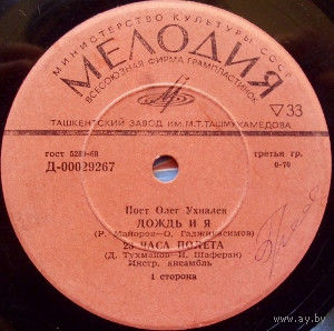 Миньон - Поет Олег Ухналев - Дождь и я, МИНЬОН 1970