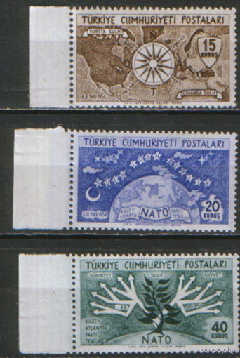 Полная серия из 3 марок 1954г. Турция "5 лет НАТО" MNH