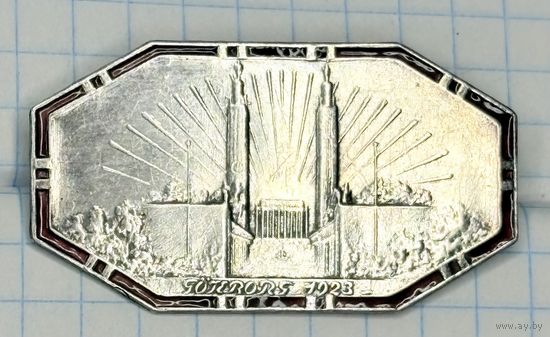 С 1 РУБЛЯ! ПАМЯТНЫЙ ЗНАЧОК МЕДАЛЬ ГЕТЕБОРГ 1923 ЭМАЛЬ СЕРЕБРО