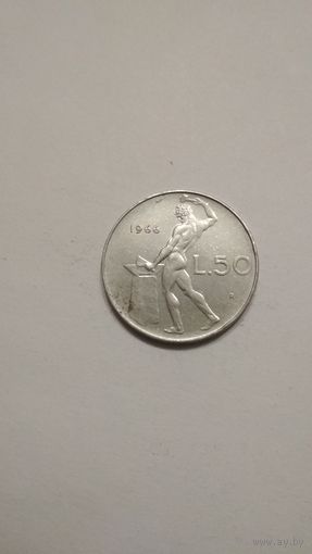 Италия / 50 лир / 1966 год