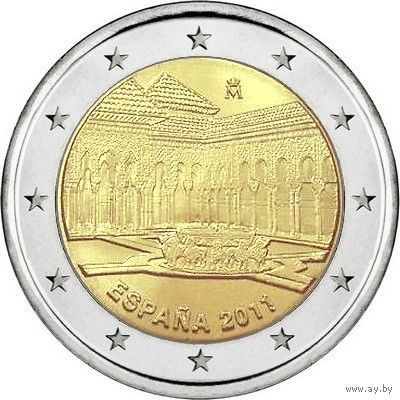 2 евро Испания 2011 Альгамбра в Гранаде UNC из ролла