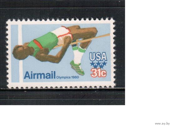 США-1979, (Мих.1405) , ** , Спорт, ОИ-1980 в Москве (одиночка),