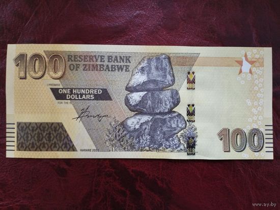 100 долларов Зимбабве 2020 г.