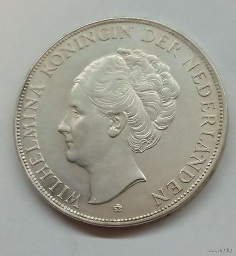 Нидерланды 2,5 гульдена 1930г серебро (состояние UNC)