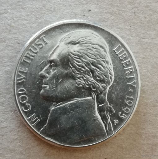 США 5 центов 1995 год, "Jefferson Nickel"(1946-2003) "Р", KM# A192  ю