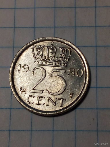 25 центов Нидерланды 1980 год
