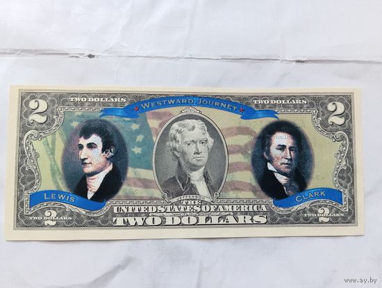 2 доллара в кляссере Экспедиция Льюиса и Кларка(с сертификатом)