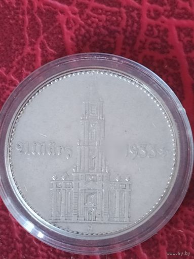 2 марки Германия, кирха с надписью 1934 г. Мон. Двор А.