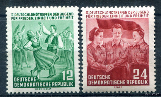 ГДР - 1954г. - Встреча немецкой молодёжи - 2 марки - полная серия, MNH [Mi 428-429]. #1-GG-16-A-1