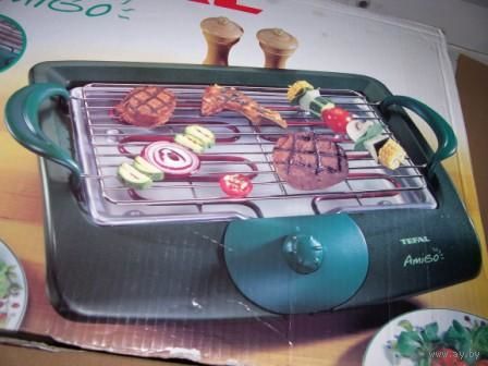 Гриль Tefal электрический, Франция. Отличный гриль, можно готовить и в квартире. Отлично получается и мясо, и овощи. Пользовались раз пять. Пользуемся редко, так как есть еще другой гриль.