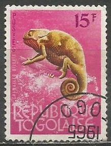 Республика Того. Фауна Западной Африки. Хамелеон. 1964г. Mi#394.