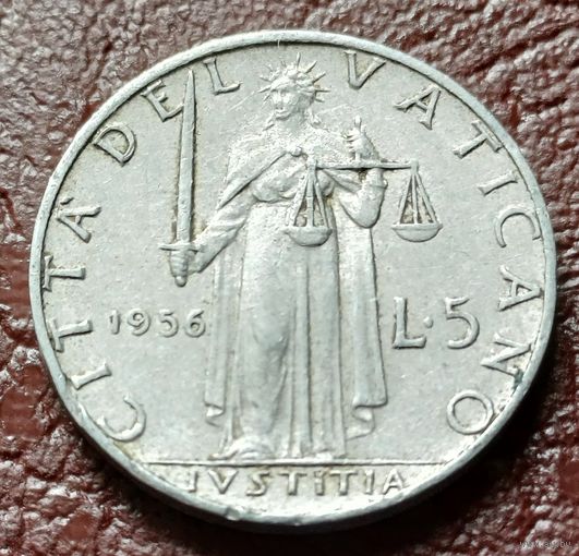 Ватикан 5 лир, 1956    P.M.A.    ( 1-6-2 )