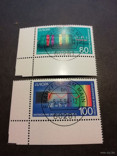 Германия 1994 Серия из двух марок "ЕВРОПА СЕПТ (EUROPA CEPT). Великие открытия в физике" (гашеные с клеем) Мi.1732-1733 каталог 1.20 евро