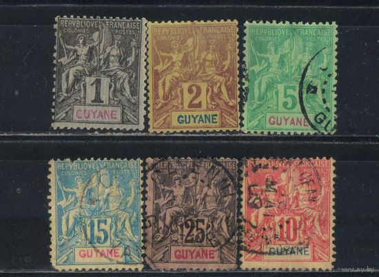Fr Колонии Гвиана Французская 1892-1900 Вып Мореплавание и торговля Стандарт #29-30,32,34,36,44