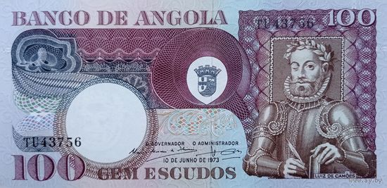 Werty71 Ангола 100 эскудо 1973 UNC банкнота