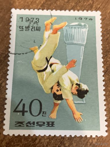 КНДР 1974. Спортивные состязания 1973. Вольная борьба. Марка из серии