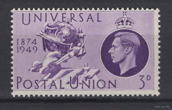 Великобритания 1949** Георг VI, Всемирный Почтовый Союз, Памятник ВПС, Берн, Швейцария (Mi#242)